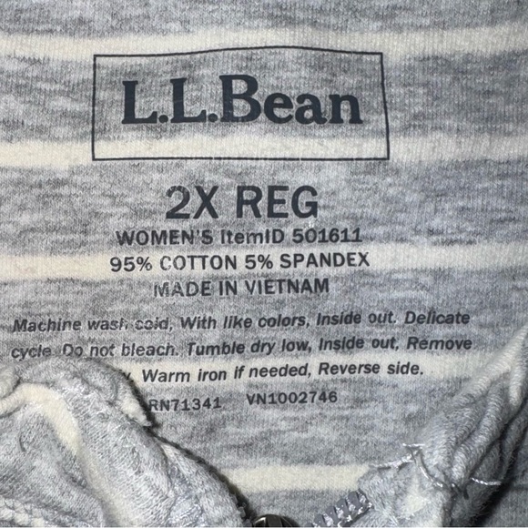 LL Bean Zip Up Top 2X Womens Gray Stripe Stretch Casual Pockets Layering Shirt - Picture 4 of 6